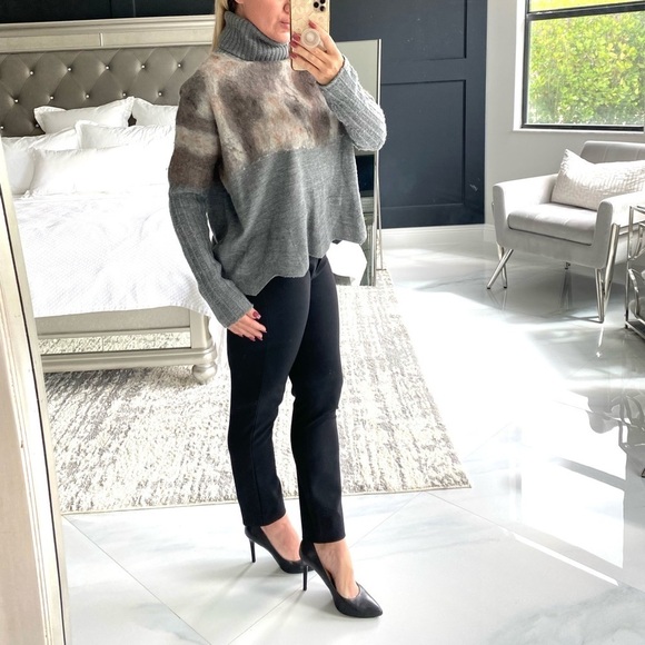 Western style wool turtleneck sweater gray and tan NSF for Intermix size small - Picture 2 of 16